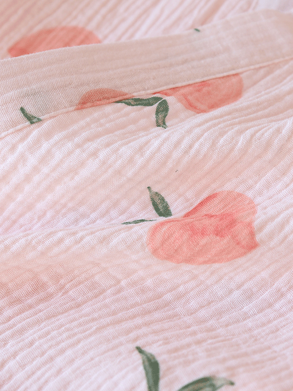 Pink Peaches Cotton Pajama Robe Set