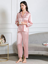 19 Momme Solid Color Long Sleeve Pajama Set