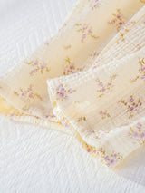 Small Floral Printed Short Sleeve 3Pcs Pajama Set