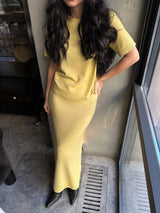 Knit Short Sleeved Skirt Set