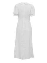 French Puff Sleeve Midi White Dress