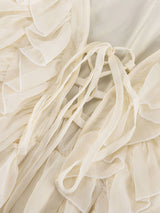 Ruffled Lace-up Mini Dress