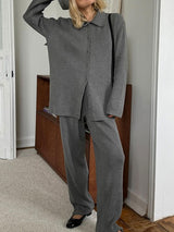 Knitted Solid Color Two Pieces Set