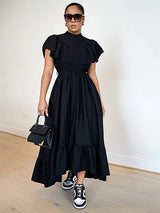 Elegant Shirt Black Maxi Dress