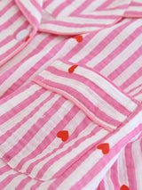 Small Heart Print Three Pieces Cotton Pajama Set