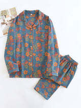 Retro Floral Cotton Pajama Set