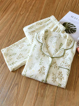 Green Leaves Long Sleeve Pajama Set