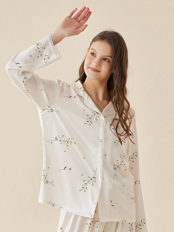 Floral Lace Design Pajama Set