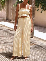 Spaghetti Strap Crop Top Long Pants Set