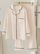 Solid Color Long Sleeve Pajama Set