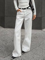 Solid Color High Waist Straight Pants