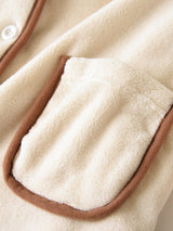 Contrast Trim Flannel Pajama Set