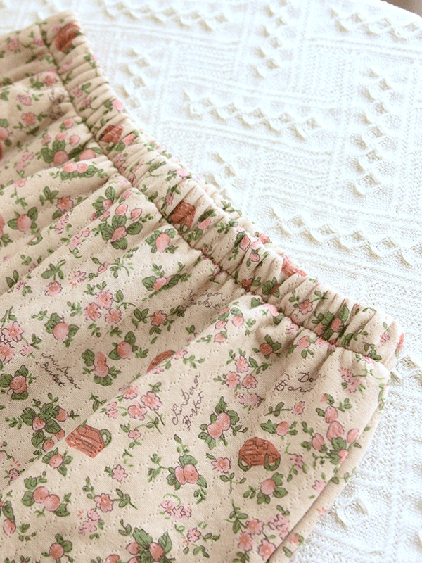 Retro Crepe Cotton Floral Printed Pajama Set