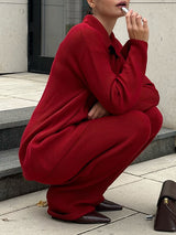 Knitted Solid Color Two Pieces Set