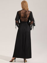 Kafiloe Lace Back Bowtie Long Sleeve Robe