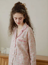 Vintage Ruffled Floral Print Pajama Set