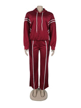 Solid Color Patchwork Hoodies & Long Pant Set