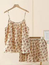 Spaghetti Strap Floral Pajama Shorts Set