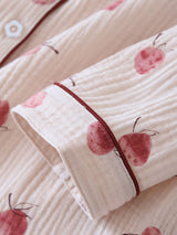 Cherry Printed Long Sleeve Cotton Pajamas