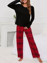 Plaid Print Pocket Casual Lounge Set