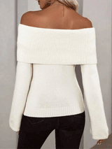 Off Shoulder Fold Over Sweater