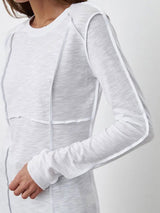 Solid Color Stitching Long Sleeve T-Shirt