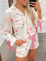 Kafiloe Pink Champagne Christmas Pajama Set