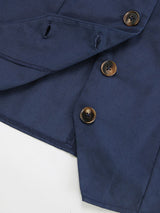 Navy Blue Casual Tailored Pockets Shorts Set