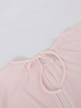 Bell Sleeve Back Tie Crop Shirt