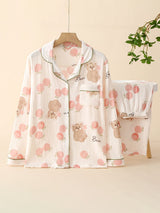 2Pcs Crepe Print Shirt Pajama Set