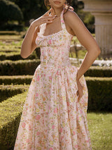 A-line Halter Floral Maxi Dress