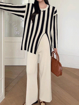 Striped Split Long Sleeve Set