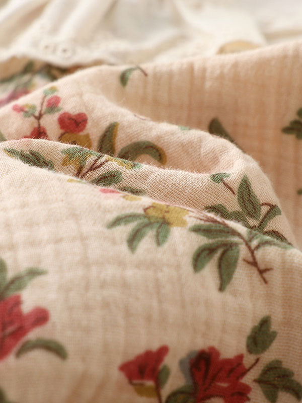 3Pcs Cotton Vintage Floral Print Pajamas