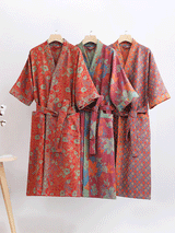 Vintage Cotton Floral Print Robe