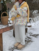 Zip-Up Printed Quilted Jacket