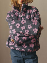 Plush Fleece Floral Sweatshirt