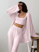 Knit Ruffle Trim 3-Piece Loungewear Set