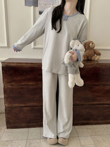 Thermal Velvet Striped Long Sleeve Pajama Set