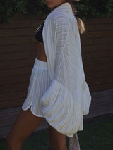 Breezy Cotton Long Sleeve White Matching Set