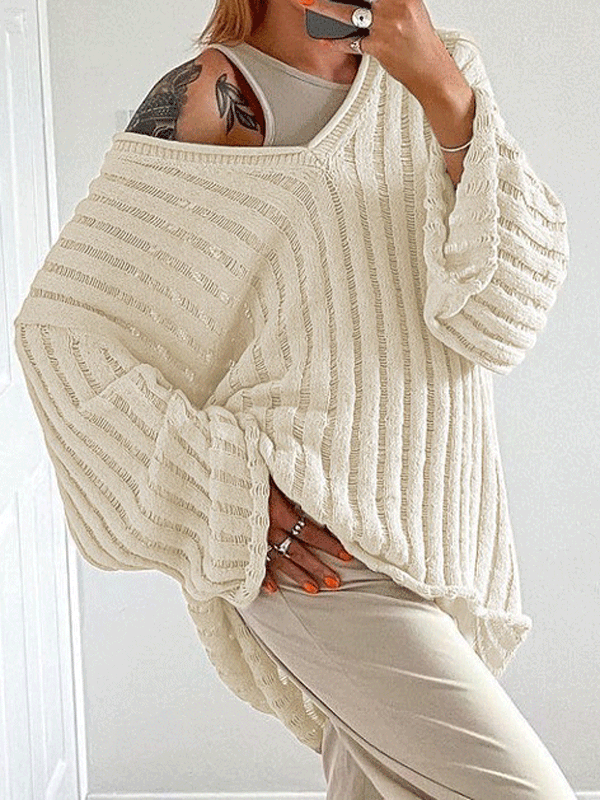 V Neck Loose Pullover Sweater
