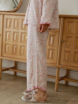 Vintage Ruffled Floral Print Pajama Set