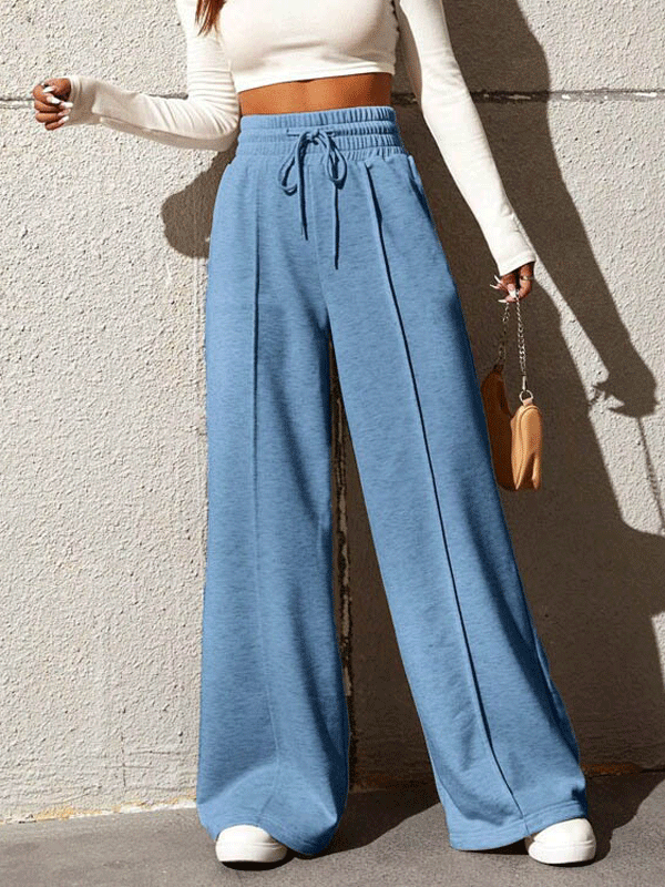 Casual High Waist Solid Color Long Pants
