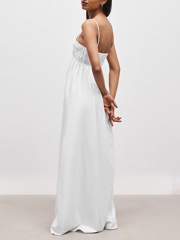 Spaghetti Straps White Maxi Dress