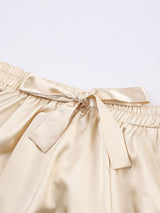 3Pcs Silk Satin Shirt Tank Top Mini Skirts Pajamas