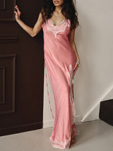 Lace Trim Split Maxi Dress