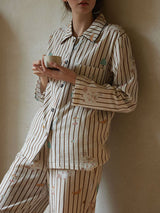 Cartoon Print Cotton Striped Pajamas