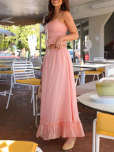 Ruched Crop Top &  Maxi Skirt Two Piece Set