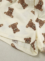 Teddy Bear Printed Short Sleeve Lounge Set