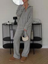 Zip-up Sweater Matching Set