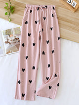 Black Heart Cotton Pajama Pants